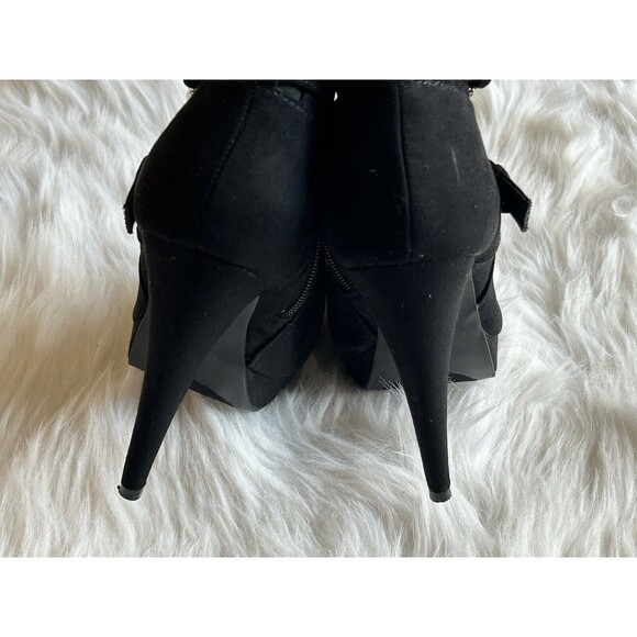 GBG GUESS Womens Size 7.5 Black Tall Stiletto Boots Pointed Toe Sexy Buckle - Picture 4 of 8